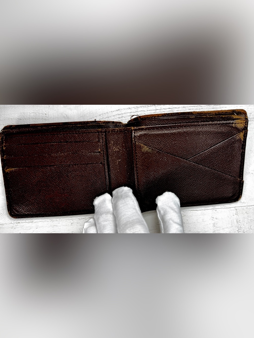 Louis Vuitton Damier Ebene Bifold Wallet w/ COA Vintage Compact Wallet - Picture 6 of 13